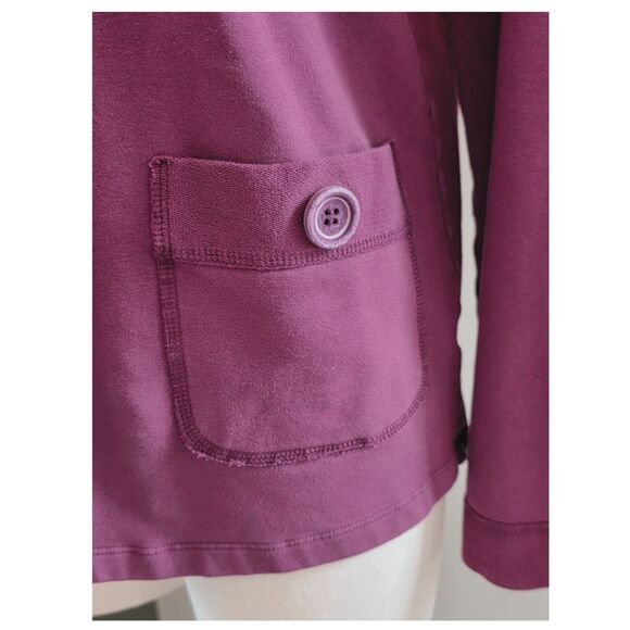 Prairie Cotton Purple Soft Tunic Top Medium Made in USA Lagenlook Boho Artsy - Picture 3 of 5